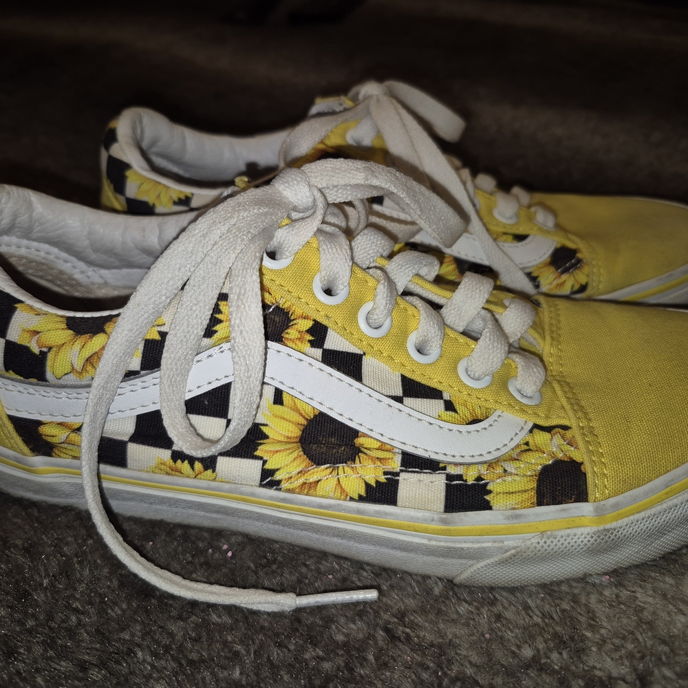 Vans Yellow Sunflower Checkered Shoes